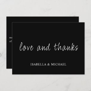 Minimalist Black Script Wedding Thank You Cards