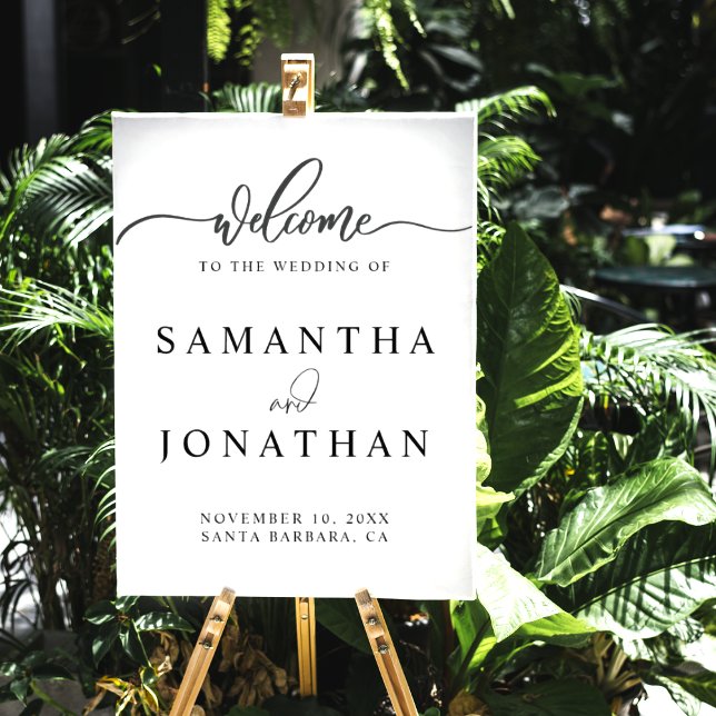 Minimalist Black Script Wedding Welcome Poster (Creator Uploaded)