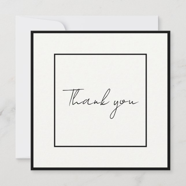 Minimalist Black Scripts Elegant Photo Wedding Thank You Card (Front)