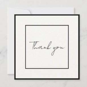 Minimalist Black Scripts Elegant Photo Wedding Thank You Card