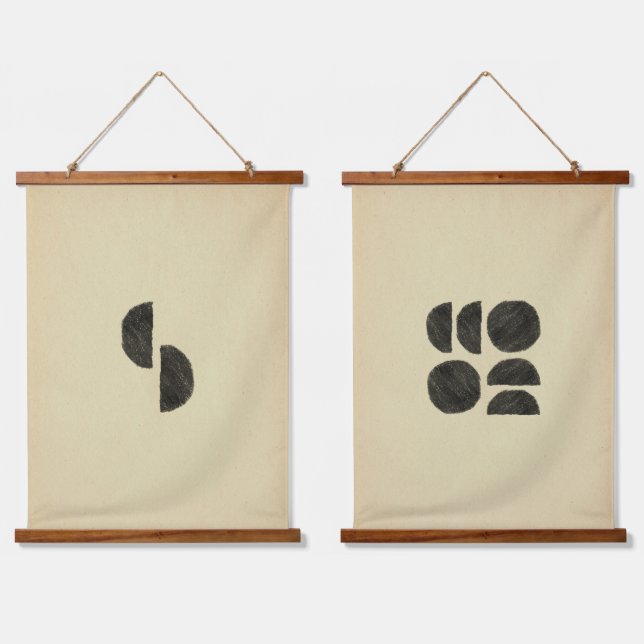 Minimalist black shapes hanging tapestry (Double)