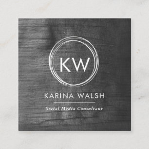 Minimalist black silver square business card