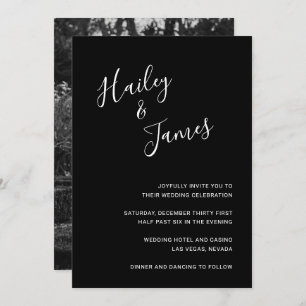 Minimalist Black Simple Photo Modern Wedding Invitation