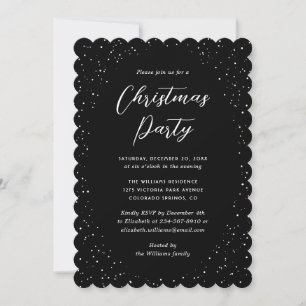 Minimalist Black Snowy Christmas Party Invitation