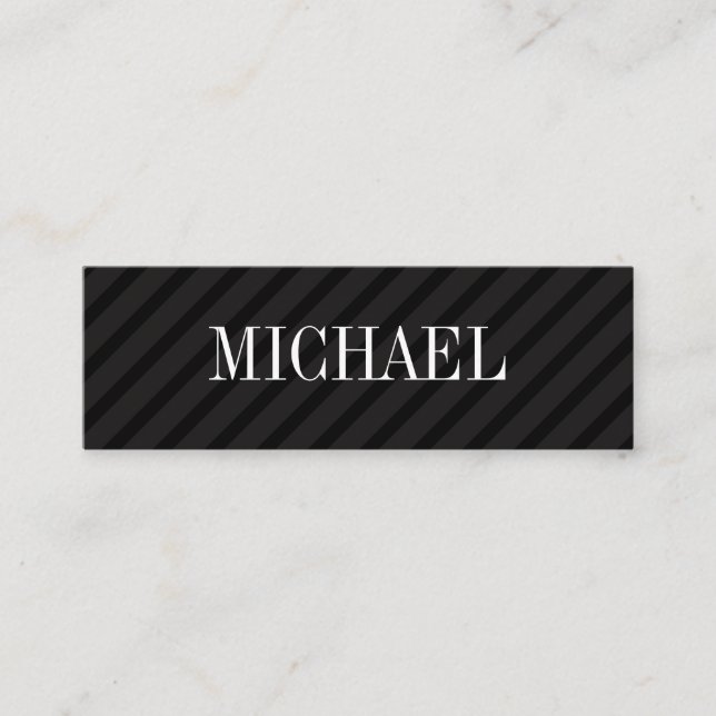 Minimalist Black Stripes with Serif Font Mini Business Card (Front)