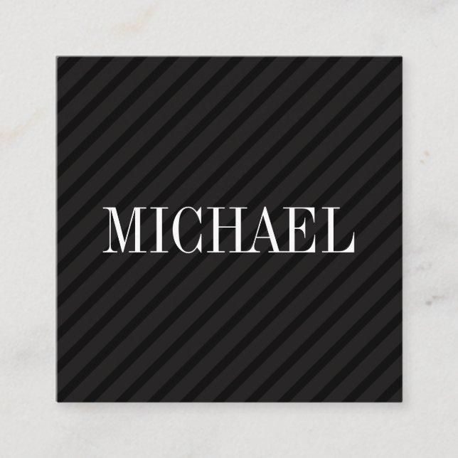 Minimalist Black Stripes with Serif Font Square Business Card (Front)