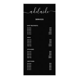 Minimalist Black Stylist Price List Service Menu