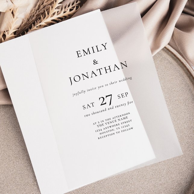 Minimalist Black Text Overlay Wedding Vellum Invitations (Creator Uploaded)