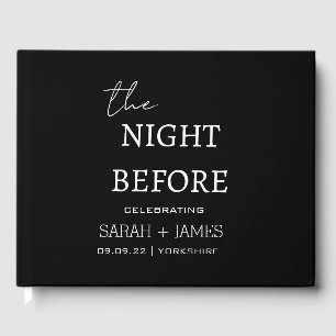 Minimalist Black the Night Before Wedding Party Guest Book