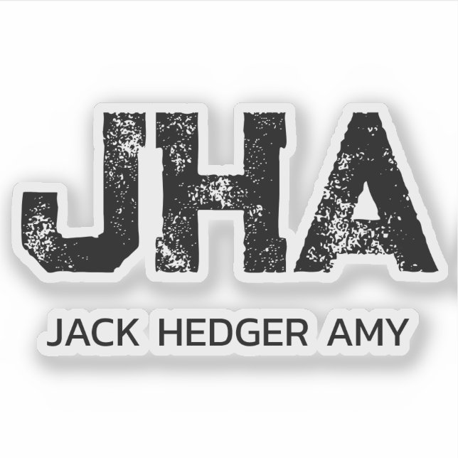 MINIMALIST BLACK THREE LETTER MONOGRAM NAME CLEAR (Front)