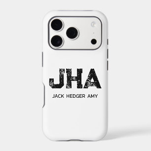 MINIMALIST BLACK THREE LETTER MONOGRAM NAME WHITE