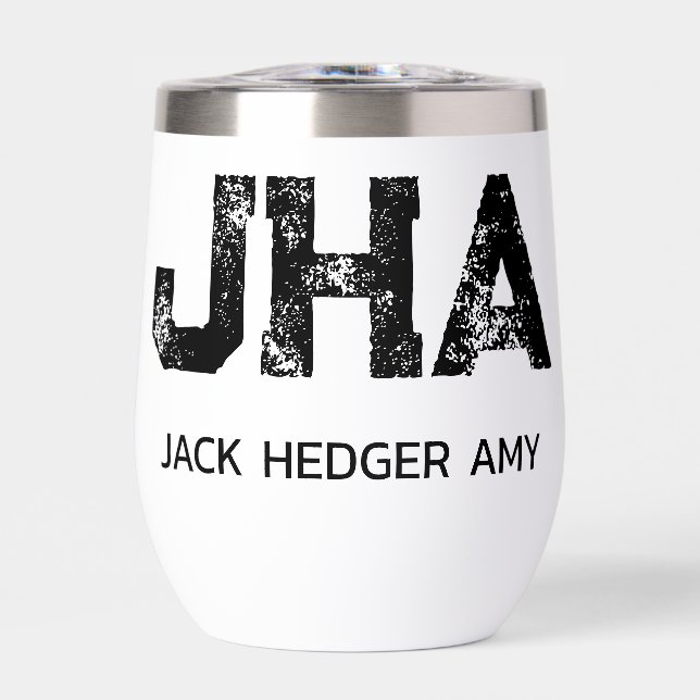 MINIMALIST BLACK THREE LETTER MONOGRAM NAME WHITE (Front)