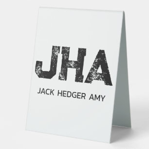 MINIMALIST BLACK THREE LETTER MONOGRAM NAME WHITE