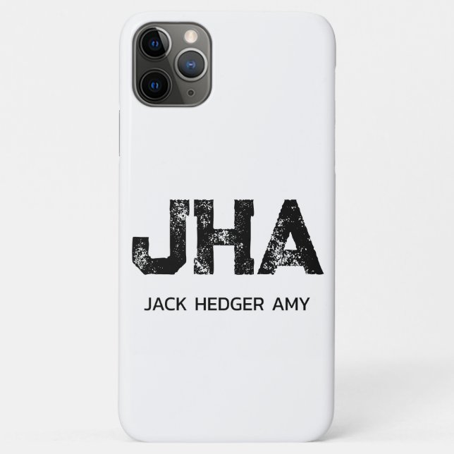 MINIMALIST BLACK THREE LETTER MONOGRAM NAME WHITE Case-Mate iPhone CASE (Back)