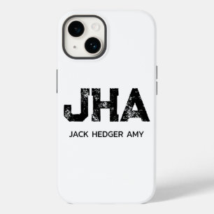 MINIMALIST BLACK THREE LETTER MONOGRAM NAME WHITE Case-Mate iPhone 14 CASE