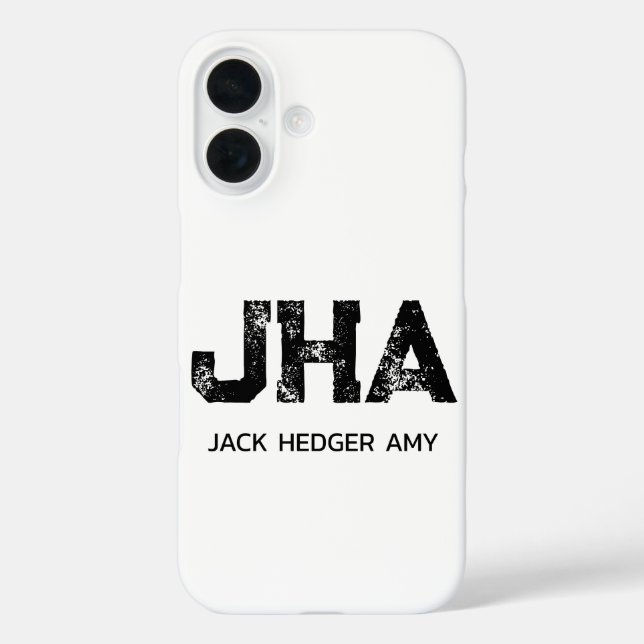 MINIMALIST BLACK THREE LETTER MONOGRAM NAME WHITE Case-Mate iPhone CASE (Back)