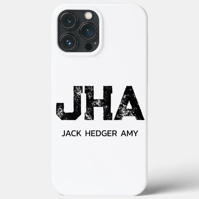 MINIMALIST BLACK THREE LETTER MONOGRAM NAME WHITE Case-Mate iPhone CASE (Back)