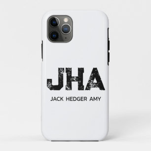 MINIMALIST BLACK THREE LETTER MONOGRAM NAME WHITE iPhone 11 PRO CASE
