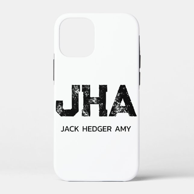 MINIMALIST BLACK THREE LETTER MONOGRAM NAME WHITE Case-Mate iPhone CASE (Back)