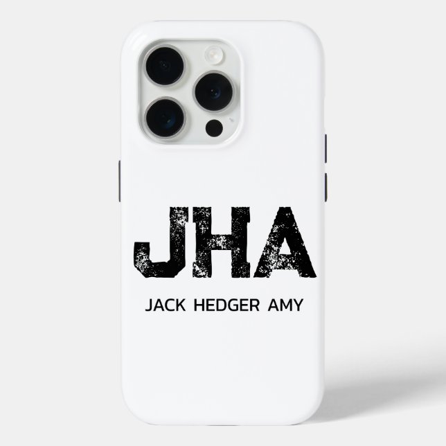 MINIMALIST BLACK THREE LETTER MONOGRAM NAME WHITE Case-Mate iPhone CASE (Back)