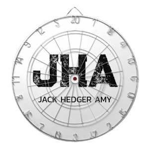 MINIMALIST BLACK THREE LETTER MONOGRAM NAME WHITE DARTBOARD