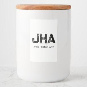MINIMALIST BLACK THREE LETTER MONOGRAM NAME WHITE FOOD LABEL