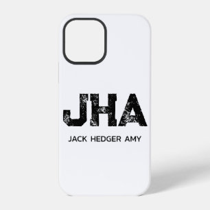 MINIMALIST BLACK THREE LETTER MONOGRAM NAME WHITE iPhone 12 PRO CASE
