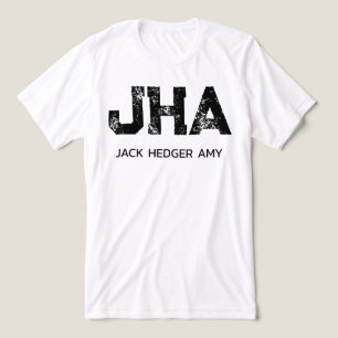 MINIMALIST BLACK THREE LETTER MONOGRAM NAME WHITE Tri-Blend SHIRT