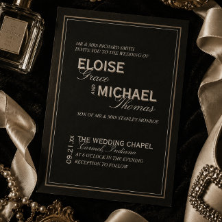 Minimalist Black Tie Formal Typography Wedding Invitation