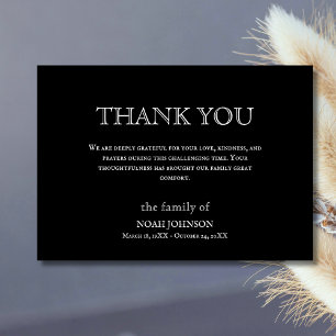 Minimalist Black Traditional Funeral Sympathy Thank You Card