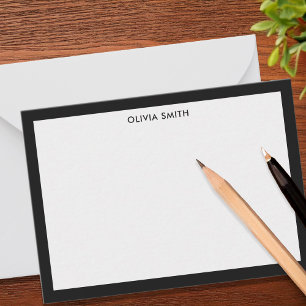 Minimalist Black Two Border Modern Monogram Card