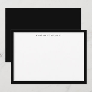 Minimalist Black Two Border Name Note Card