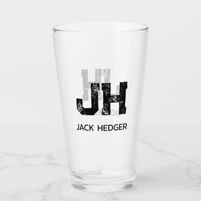 MINIMALIST BLACK TWO LETTER MONOGRAM NAME CLEAR GLASS (Front)