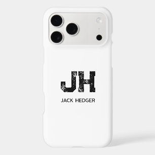 MINIMALIST BLACK TWO LETTER MONOGRAM NAME WHITE