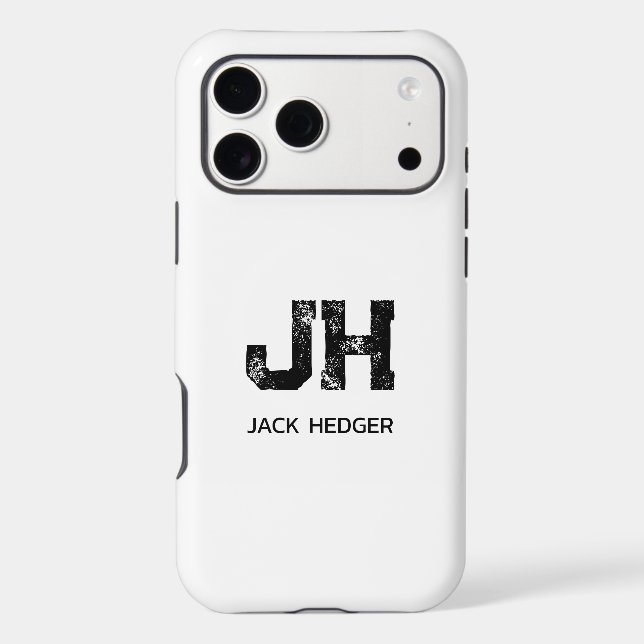 MINIMALIST BLACK TWO LETTER MONOGRAM NAME WHITE (Back)
