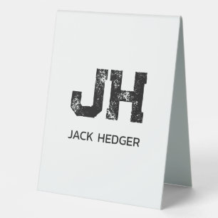 MINIMALIST BLACK TWO LETTER MONOGRAM NAME WHITE