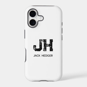 MINIMALIST BLACK TWO LETTER MONOGRAM NAME WHITE