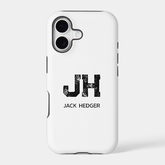 MINIMALIST BLACK TWO LETTER MONOGRAM NAME WHITE (Back)