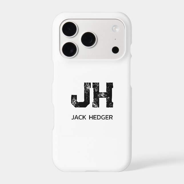MINIMALIST BLACK TWO LETTER MONOGRAM NAME WHITE (Back)