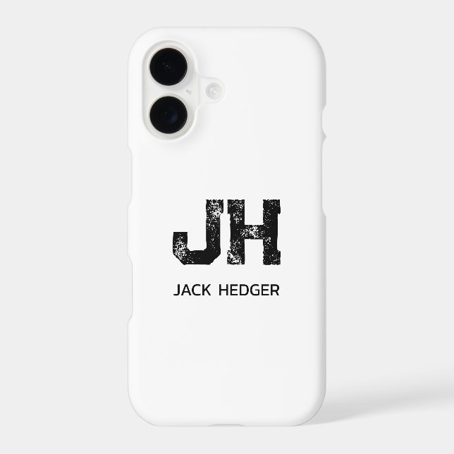 MINIMALIST BLACK TWO LETTER MONOGRAM NAME WHITE (Back)