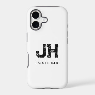 MINIMALIST BLACK TWO LETTER MONOGRAM NAME WHITE