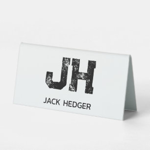 MINIMALIST BLACK TWO LETTER MONOGRAM NAME WHITE