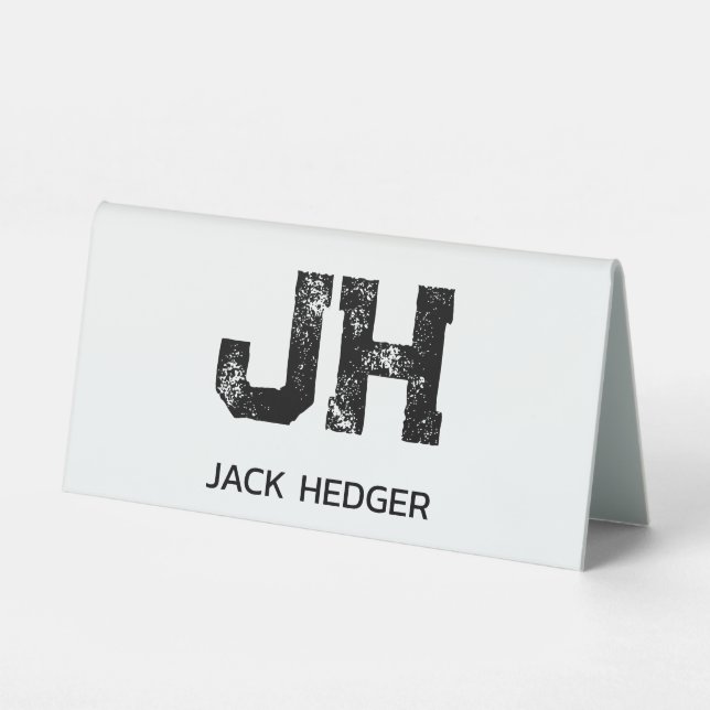 MINIMALIST BLACK TWO LETTER MONOGRAM NAME WHITE (Front)