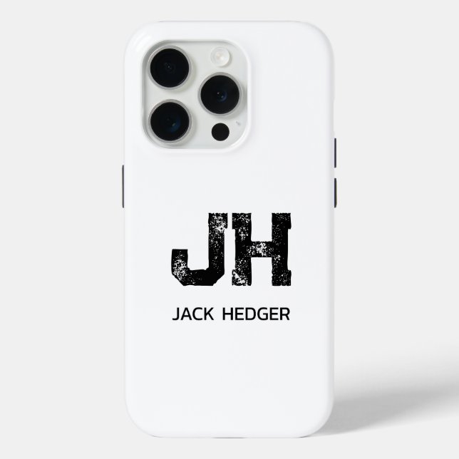 MINIMALIST BLACK TWO LETTER MONOGRAM NAME WHITE Case-Mate iPhone CASE (Back)