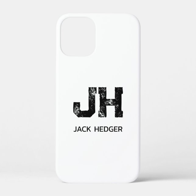 MINIMALIST BLACK TWO LETTER MONOGRAM NAME WHITE Case-Mate iPhone CASE (Back)