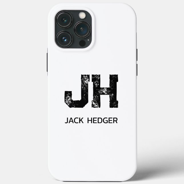MINIMALIST BLACK TWO LETTER MONOGRAM NAME WHITE Case-Mate iPhone CASE (Back)