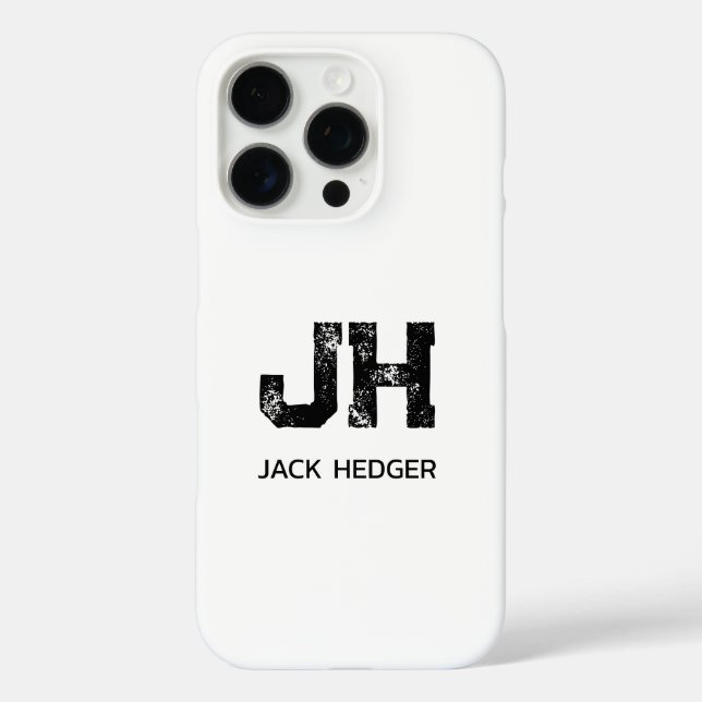 MINIMALIST BLACK TWO LETTER MONOGRAM NAME WHITE Case-Mate iPhone CASE (Back)
