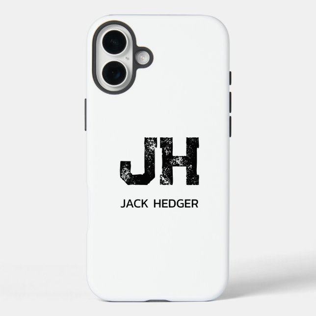 MINIMALIST BLACK TWO LETTER MONOGRAM NAME WHITE Case-Mate iPhone CASE (Back)