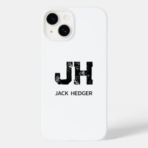 MINIMALIST BLACK TWO LETTER MONOGRAM NAME WHITE Case-Mate iPhone 14 CASE