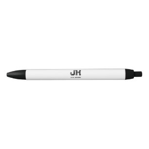MINIMALIST BLACK TWO LETTER MONOGRAM NAME WHITE INK PEN